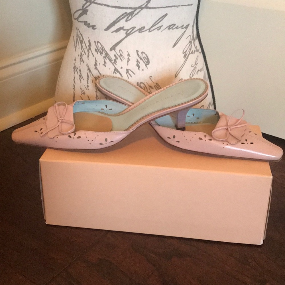 Antonio Melani petal pink mules with kitten heel